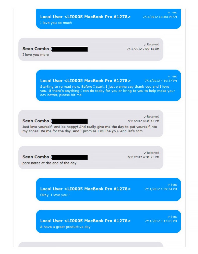 Cassie Ventura and Sean 'Diddy' Combs's text messages