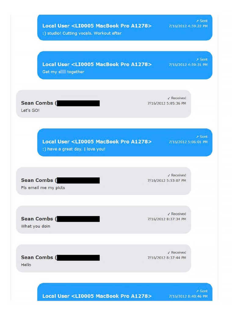 Cassie Ventura and Sean 'Diddy' Combs's text messages