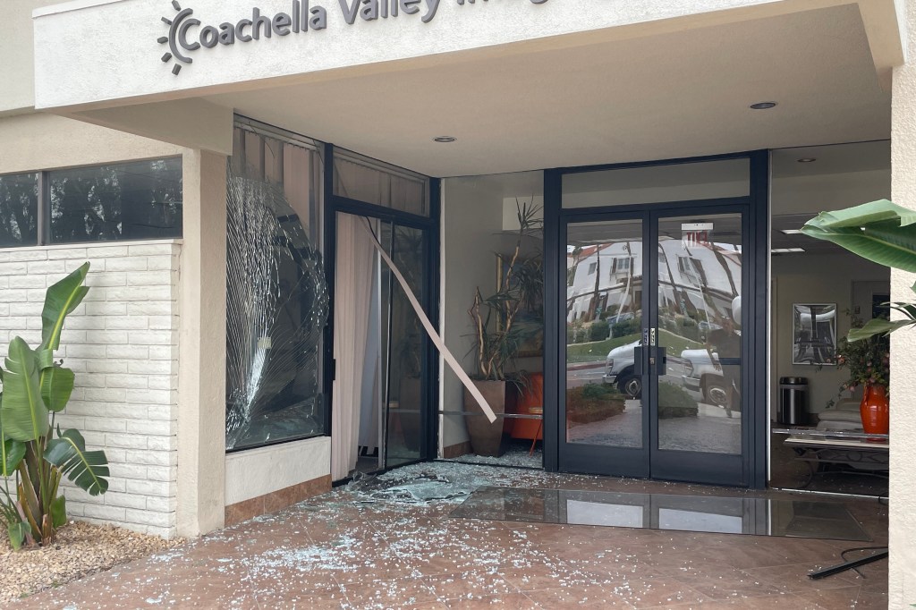 The explosion broke windows in the area.