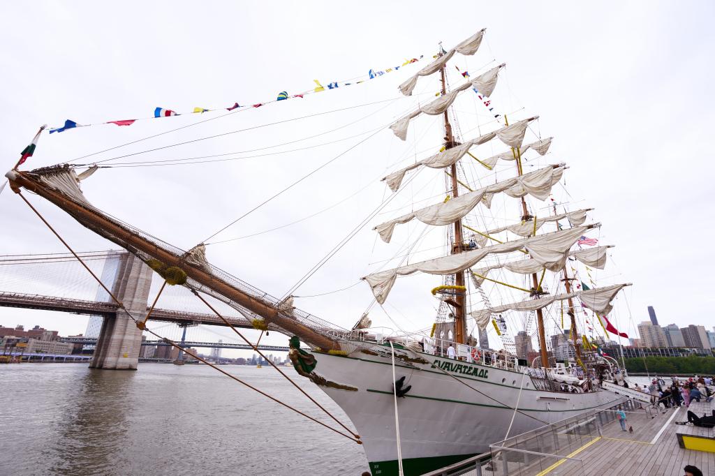 The training ship is docked at Pier 17 days before the deadly crash.
