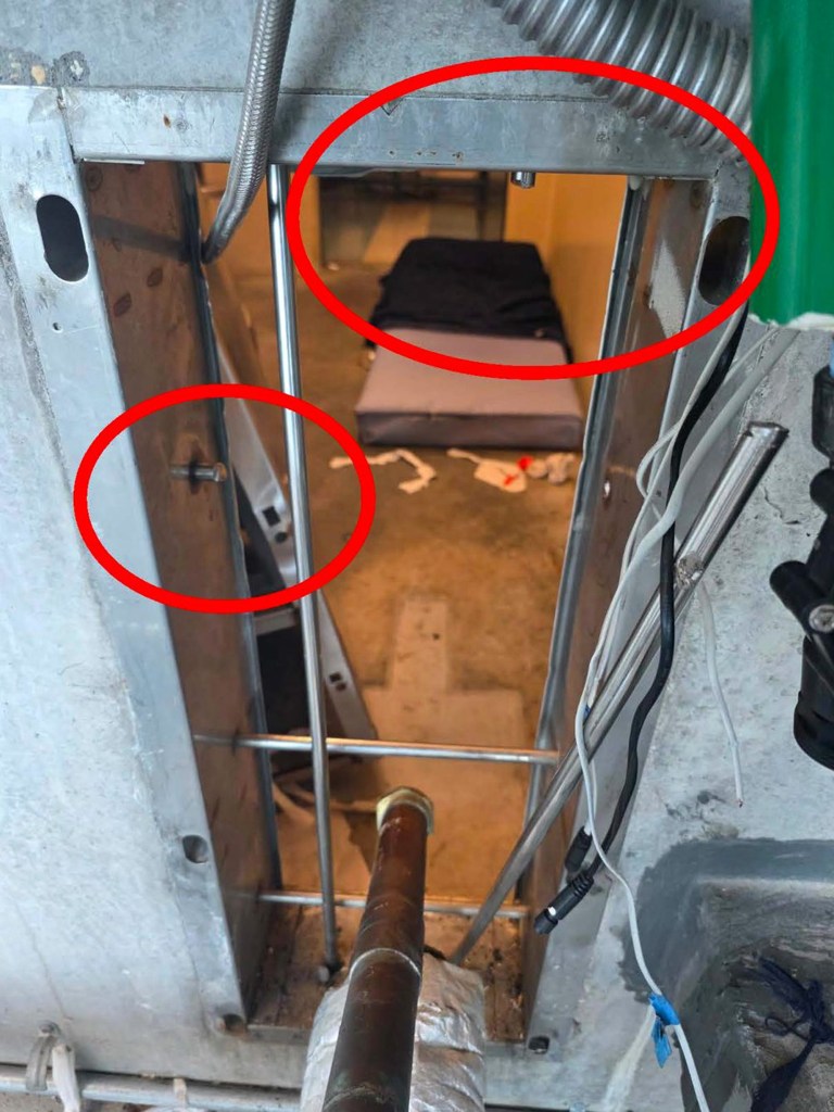Metal bars inside the wall were severed by the inmates to make the passage for escape.