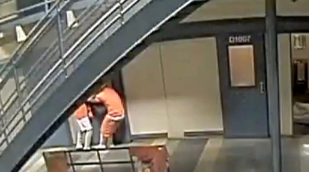 Surveillance footage captured the inmates yank open a cell door to begin the daring escape.