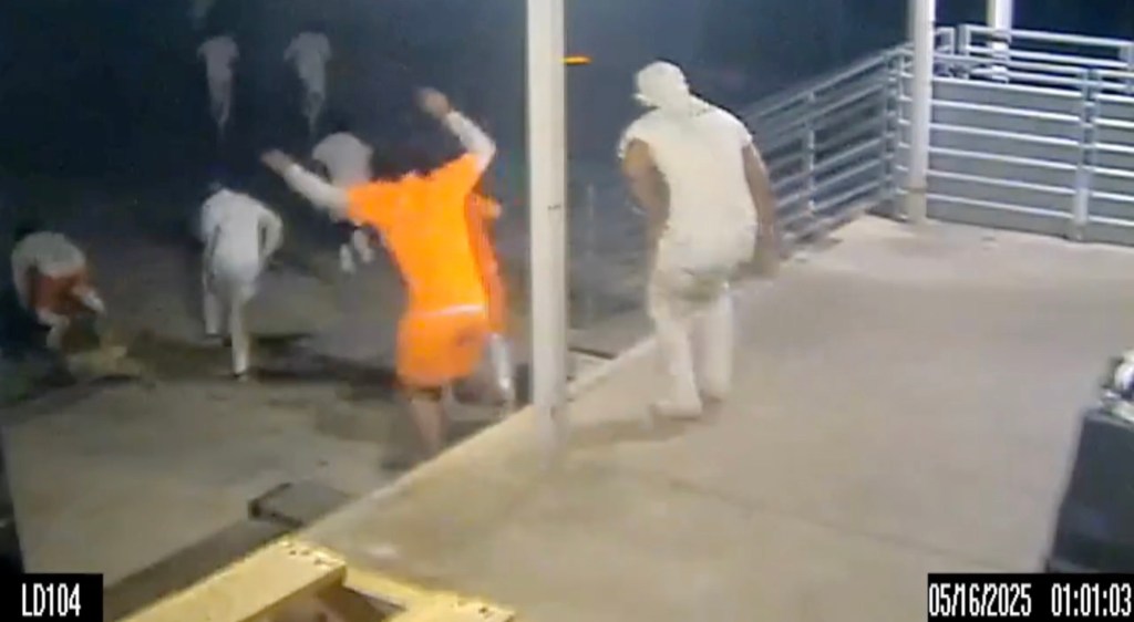 Inmates escape the Orleans Justice Center in New Orleans on May 16, 2025.