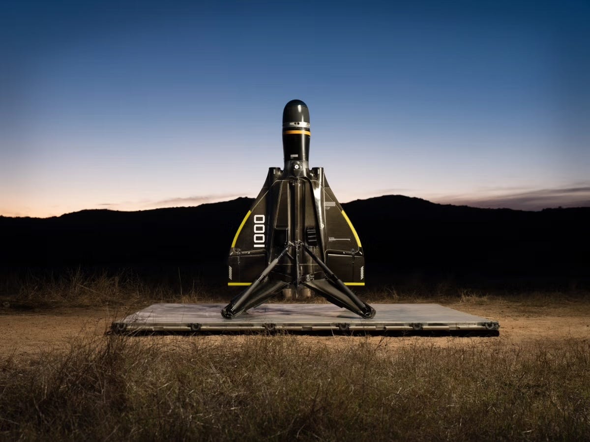 The Roadrunner-Munition is a modular, twin-jet-powered autonomous air vehicle capable of vertical takeoff and landing.