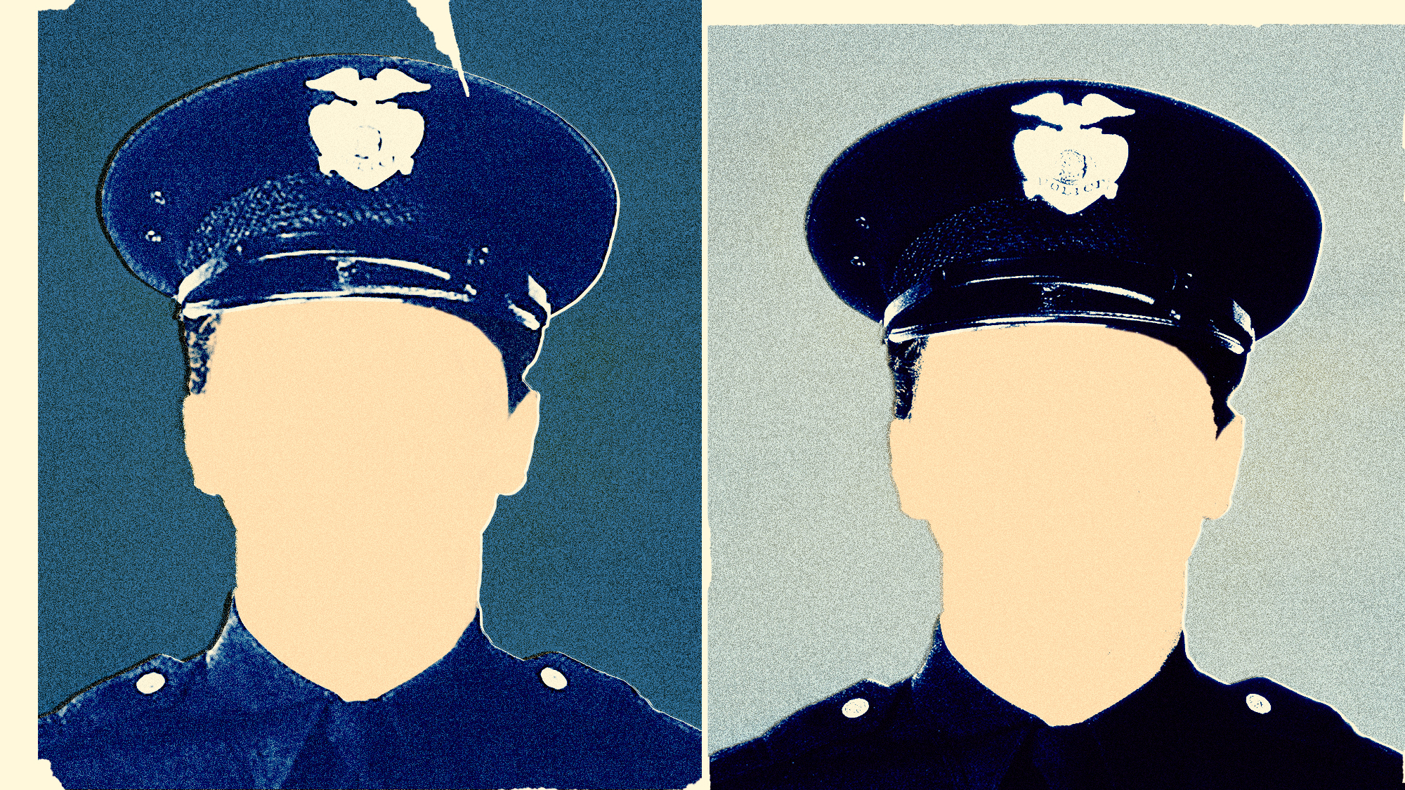 An illustration showing the outlines of two police officers