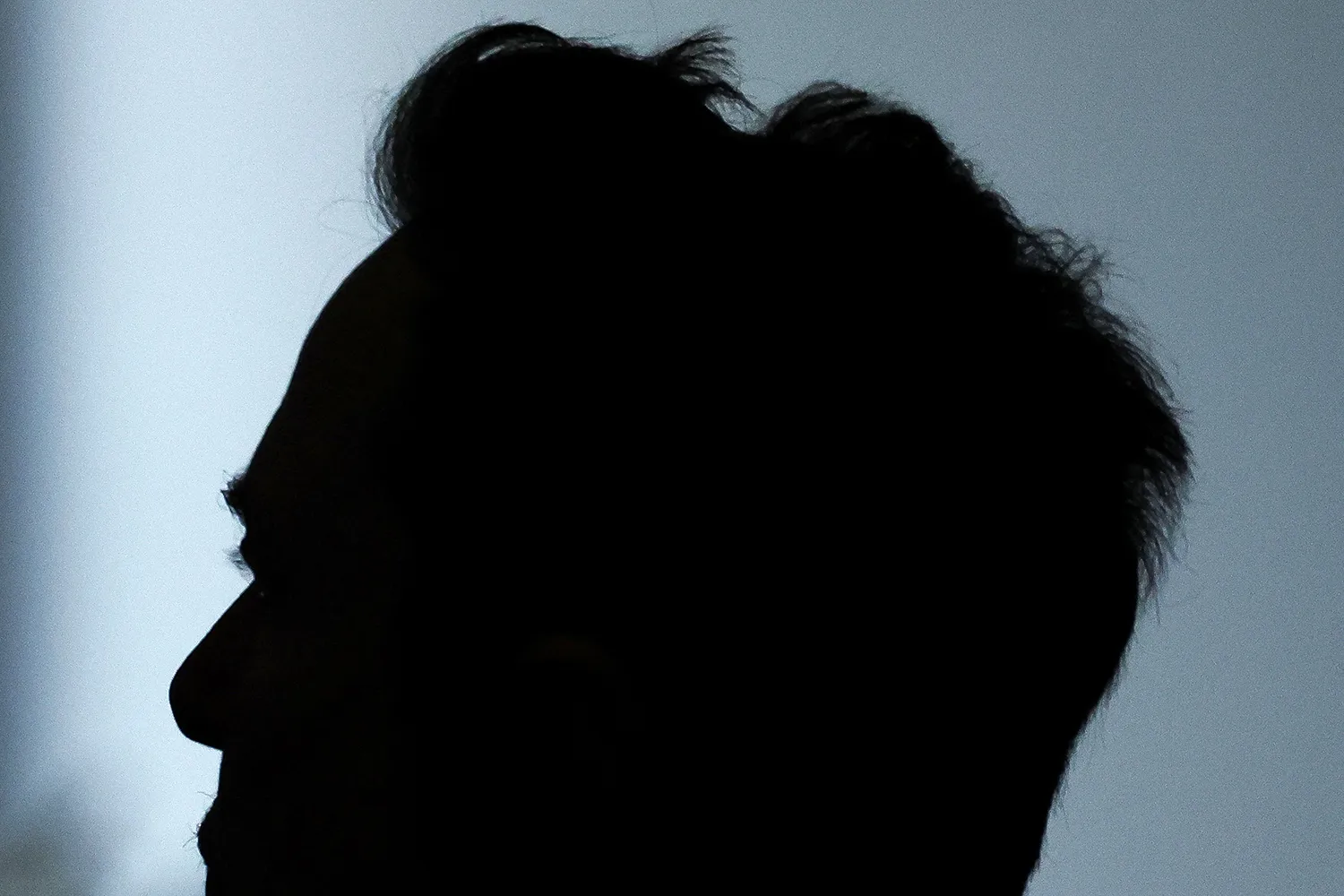 A silhouette of the top of Elon Musk's head.
