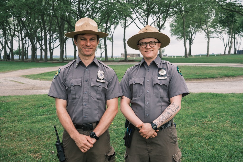 NYC Urban Park Rangers Michael Whitten (left) and Fi Whalen.