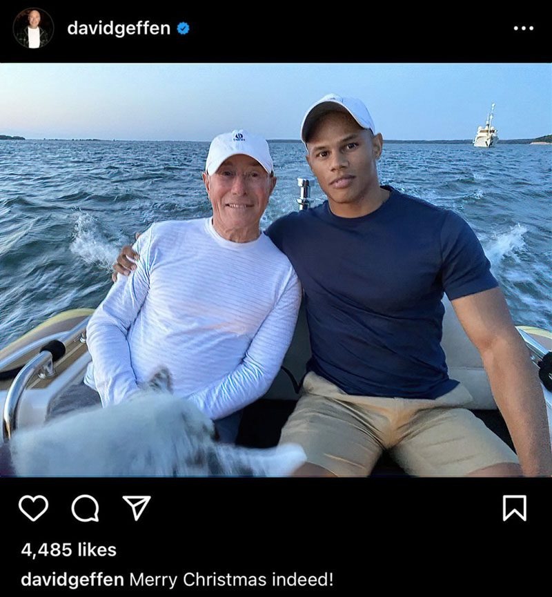 David Armstrong and David Geffen on a boat in 2023