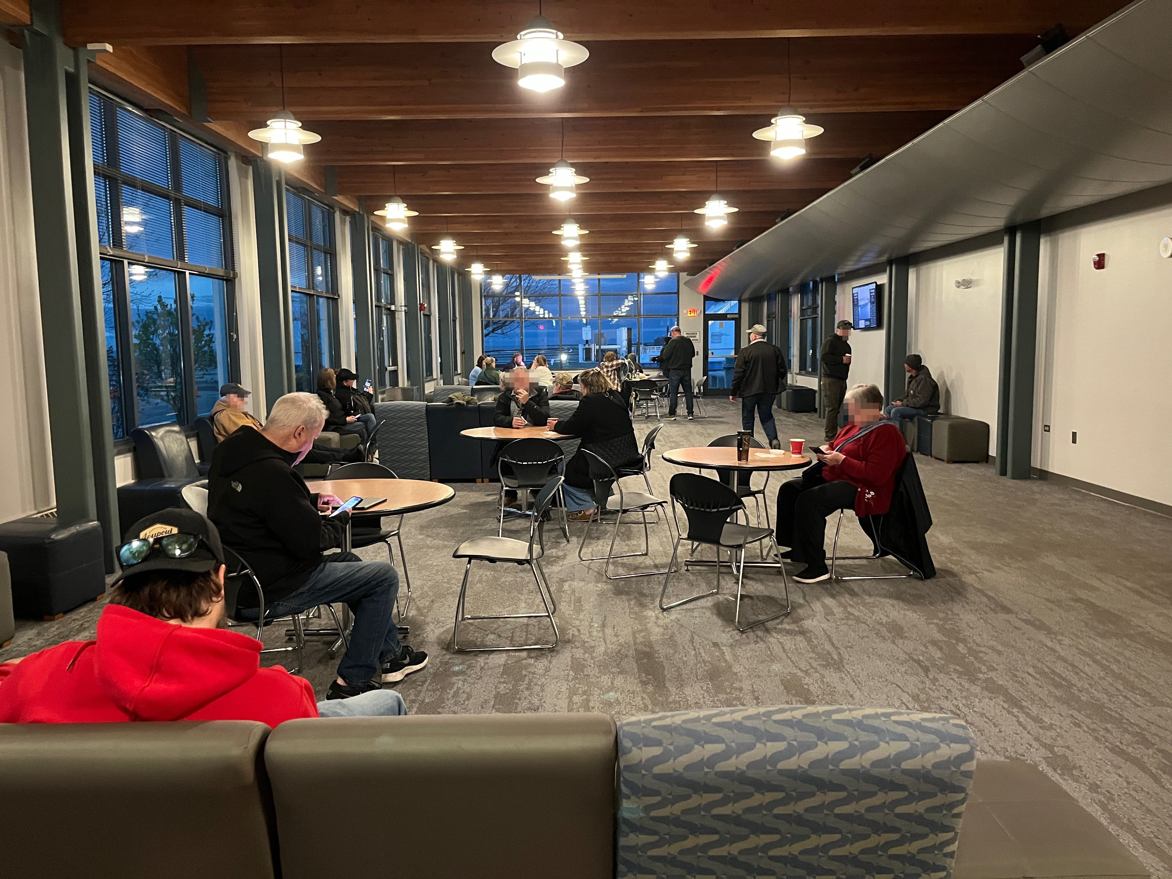 The waiting area in the Lake Express ferry terminal.