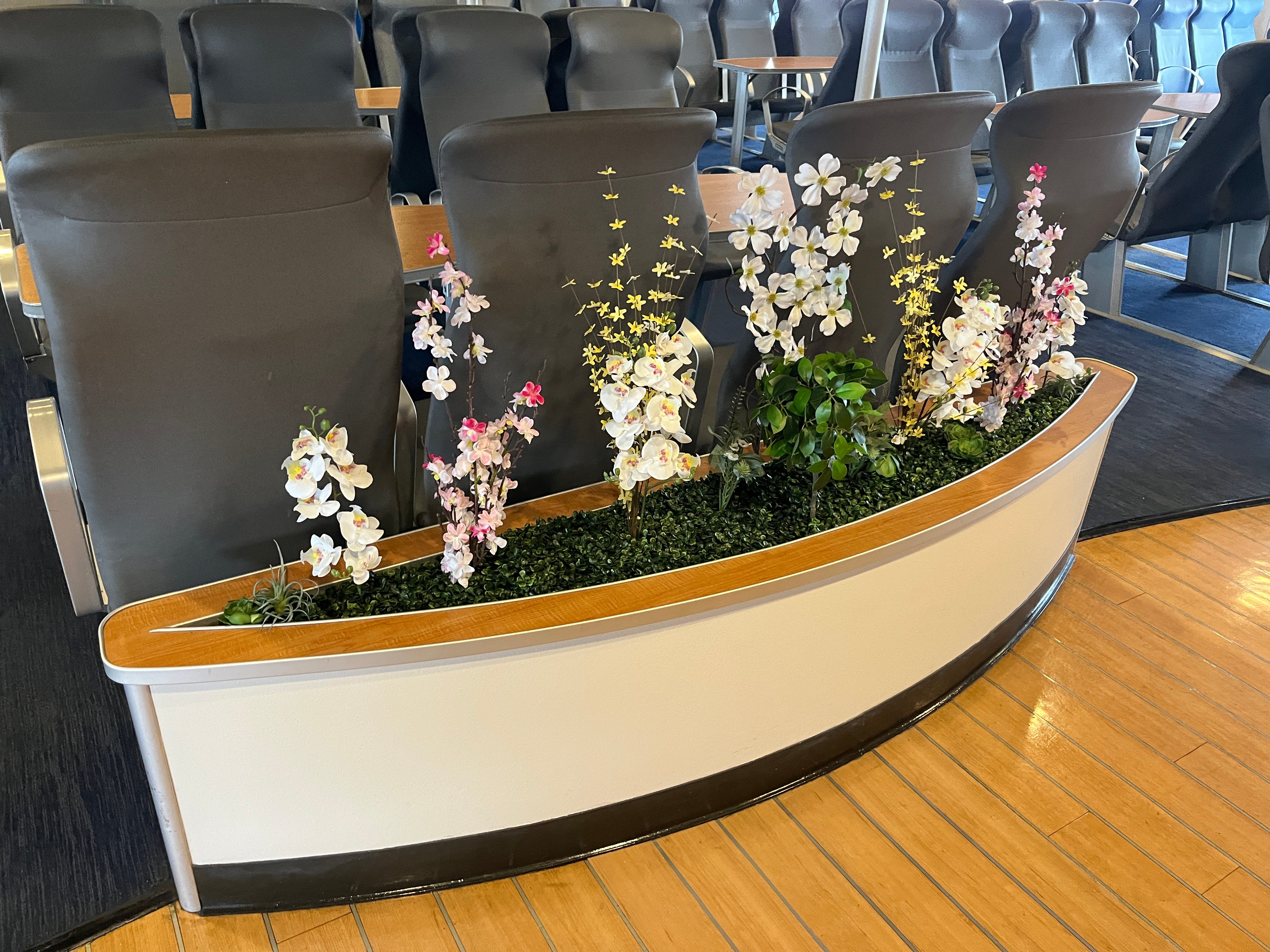 Flower decorations on the Lake Express ferry.
