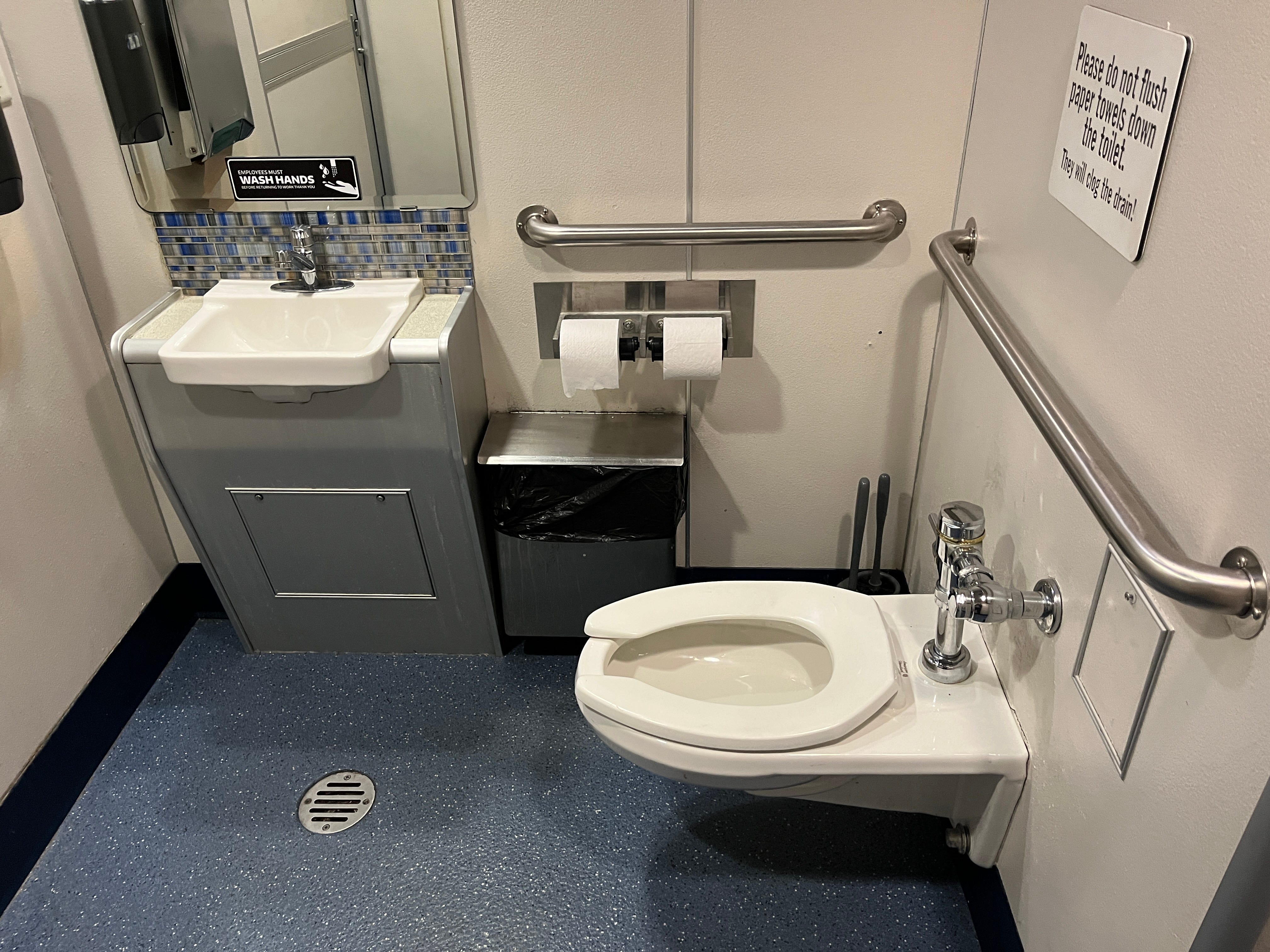 A bathroom on the Lake Express ferry.