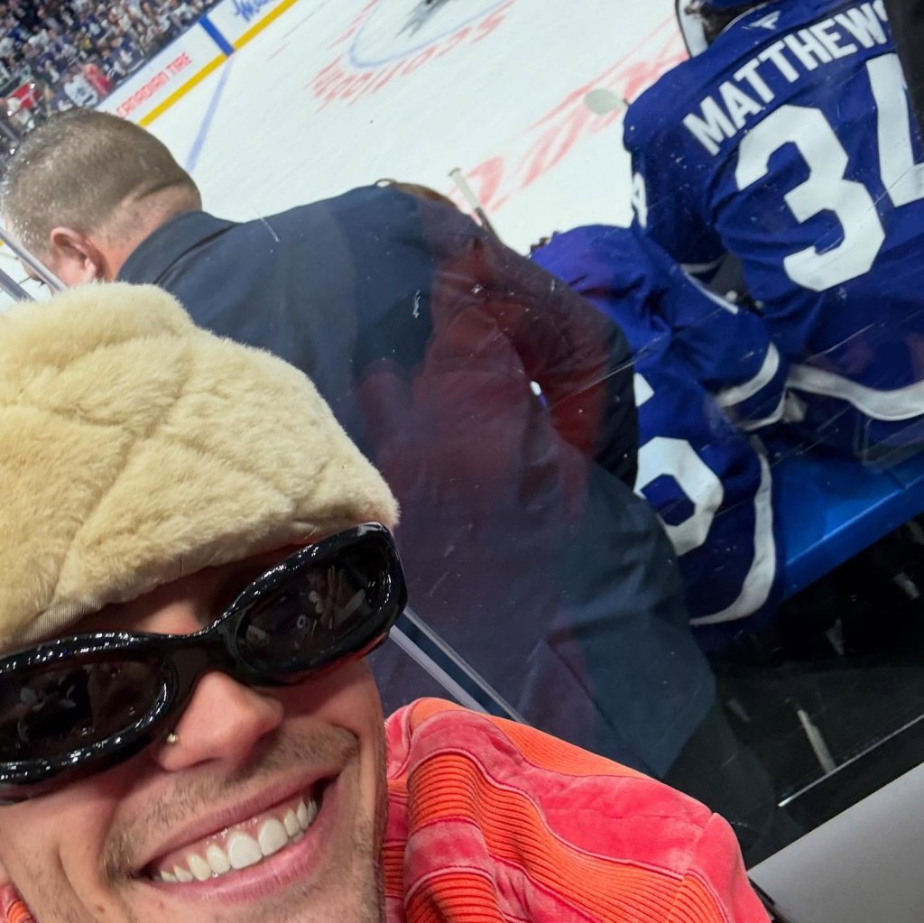 Justin Bieber at the Toronto Maple Leafs Game 7 Sunday. 