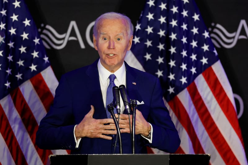 Former U.S. President Joe Biden makes his first major speech since leaving office, at the Advocates, Counselors, and Representatives for the Disabled (ACRD) conference in Chicago, Illinois, U.S. April 15, 2025.