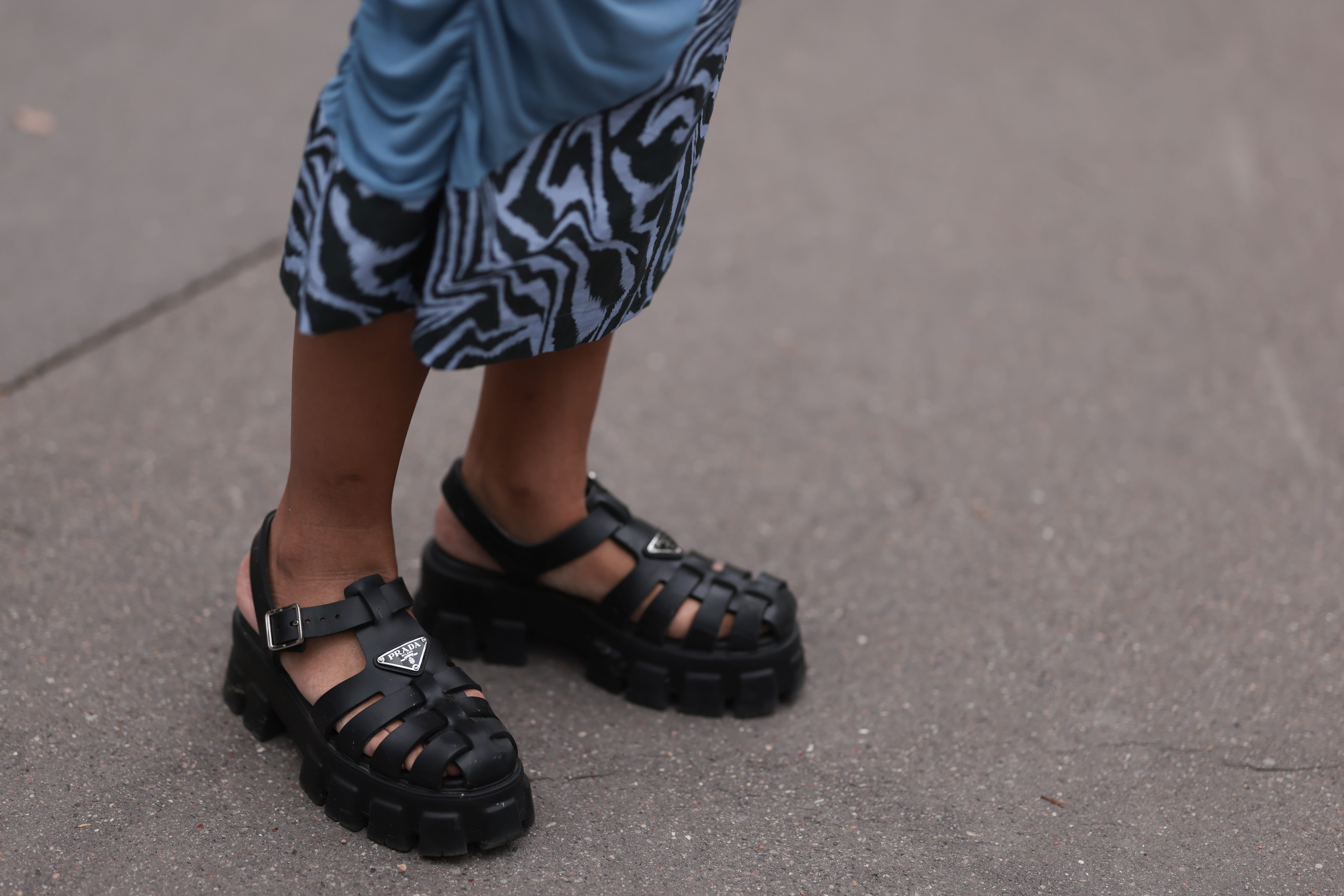 Black prada fisherman sandals