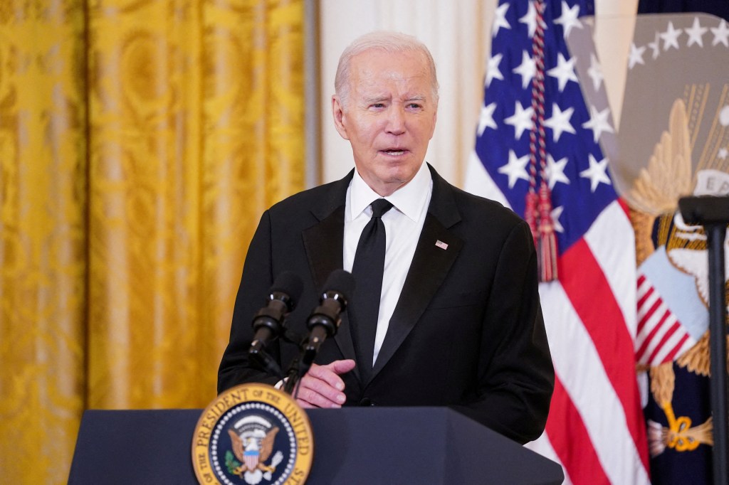 U.S. President Joe Biden speaking at a reception at the White House ahead of the 46th Kennedy Center Honors gala