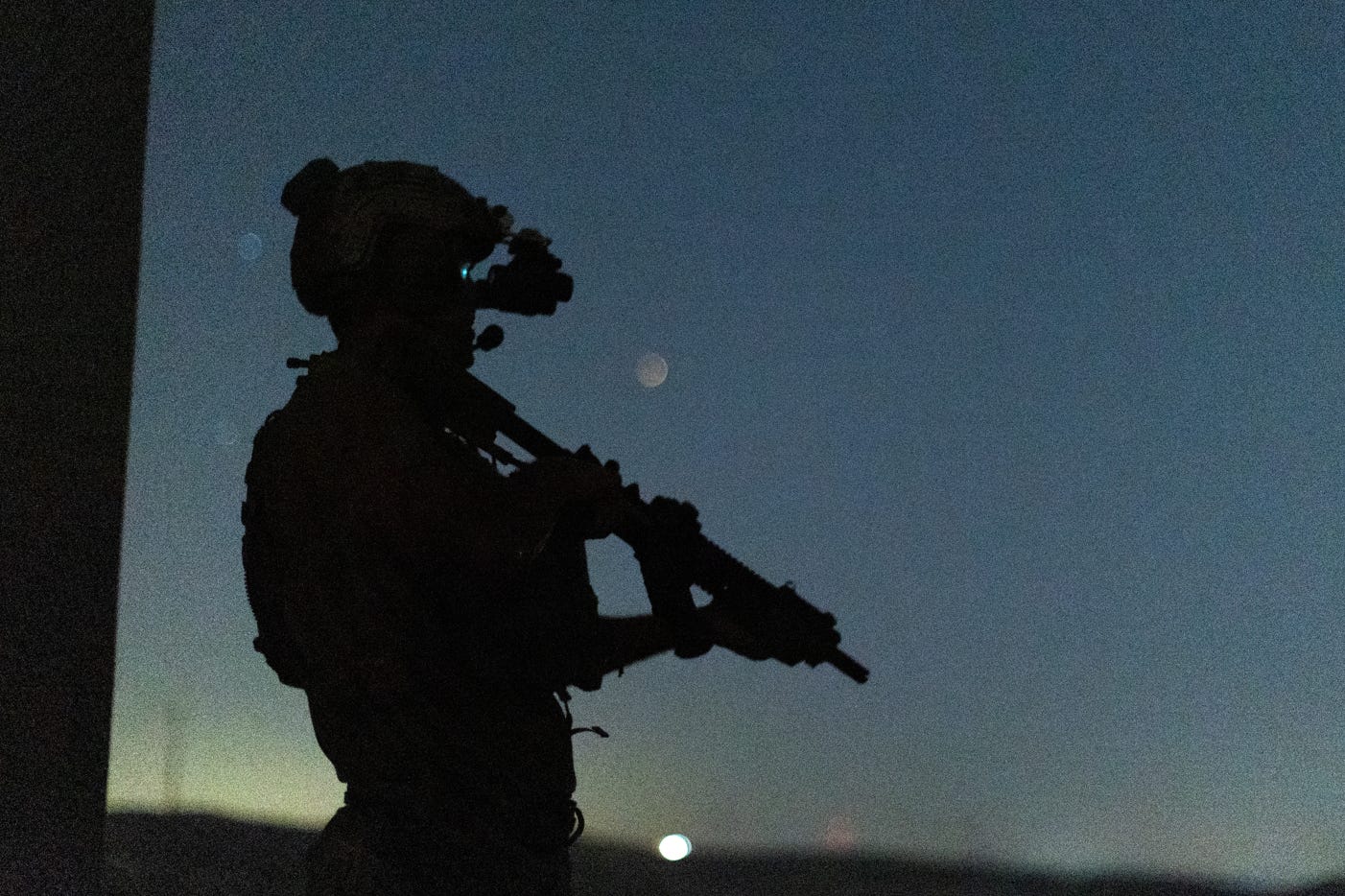 A member of U.S. Naval Special Warfare Task Unit Europe (NSWTU-E) provides cover during a raid with Cypriot Army Special Forces in Cyprus, September 28, 2021.