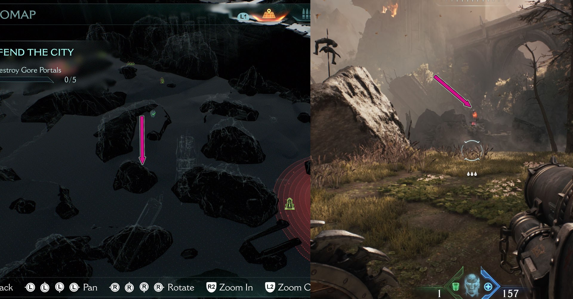 The imagem shows part of Chapter 6 map and the location of the third Wolf Statue. It is in the opposite side of the second statue on the higher ground. 