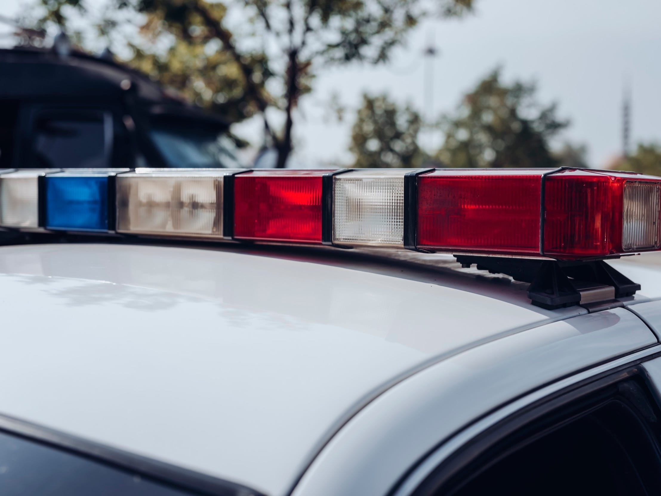 Lights on a police car