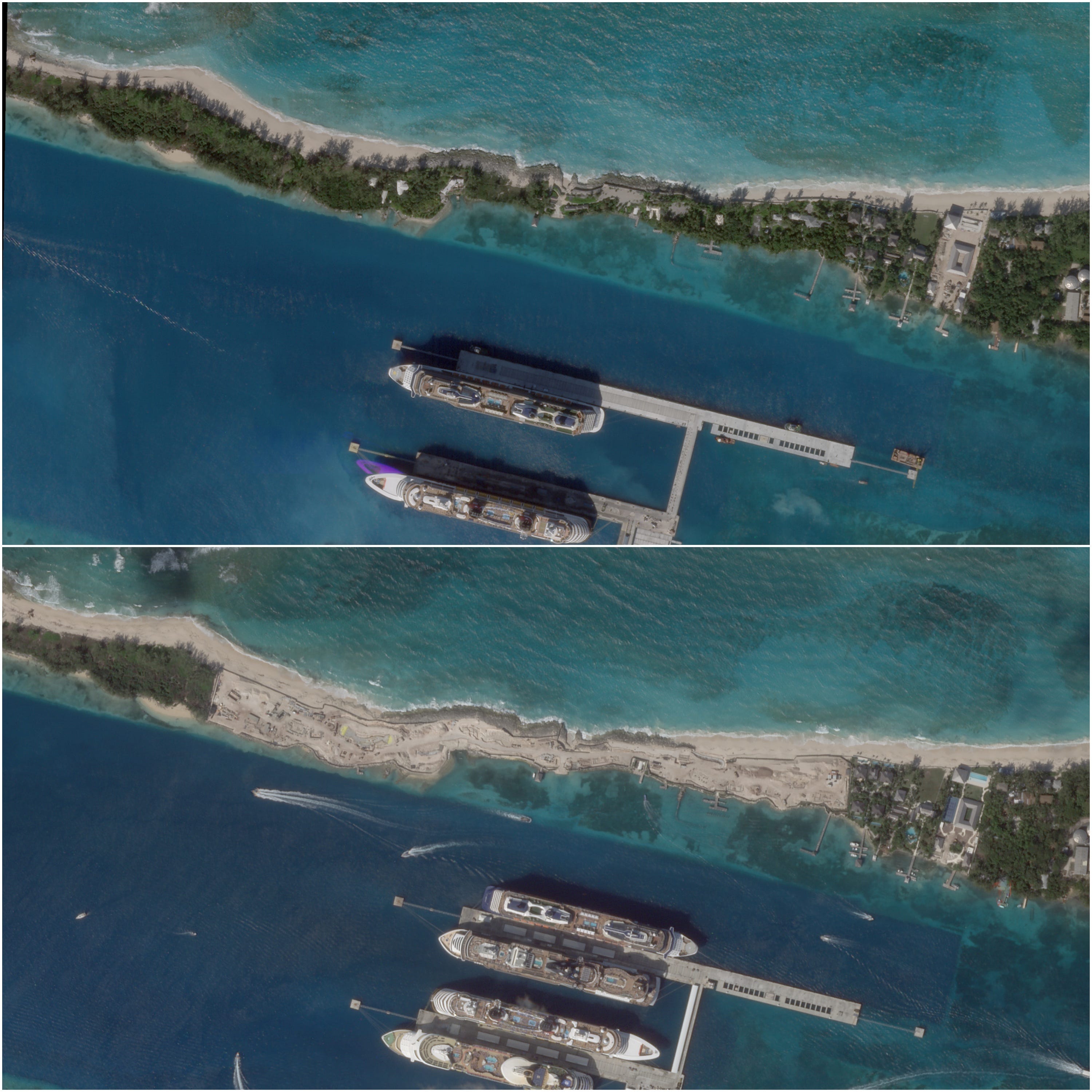 composite of satellite imagery of Royal Beach Club