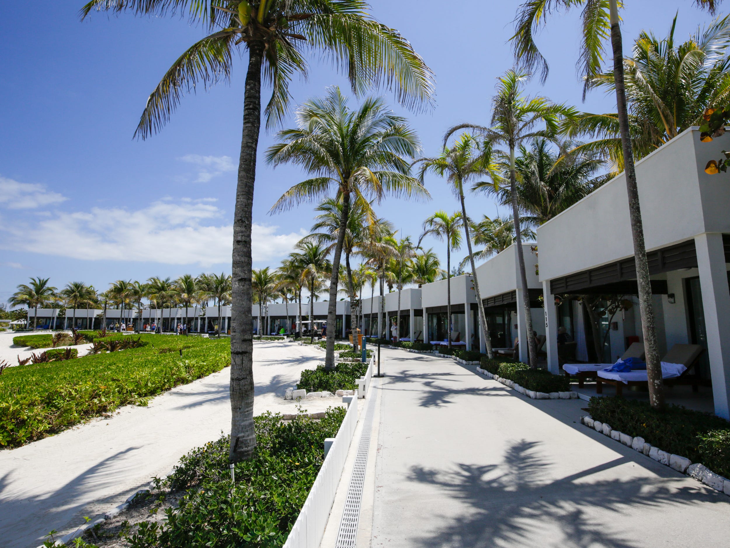 rows of villas at Norwegian's Great Stirrup Cay island's Silver Cove resort section