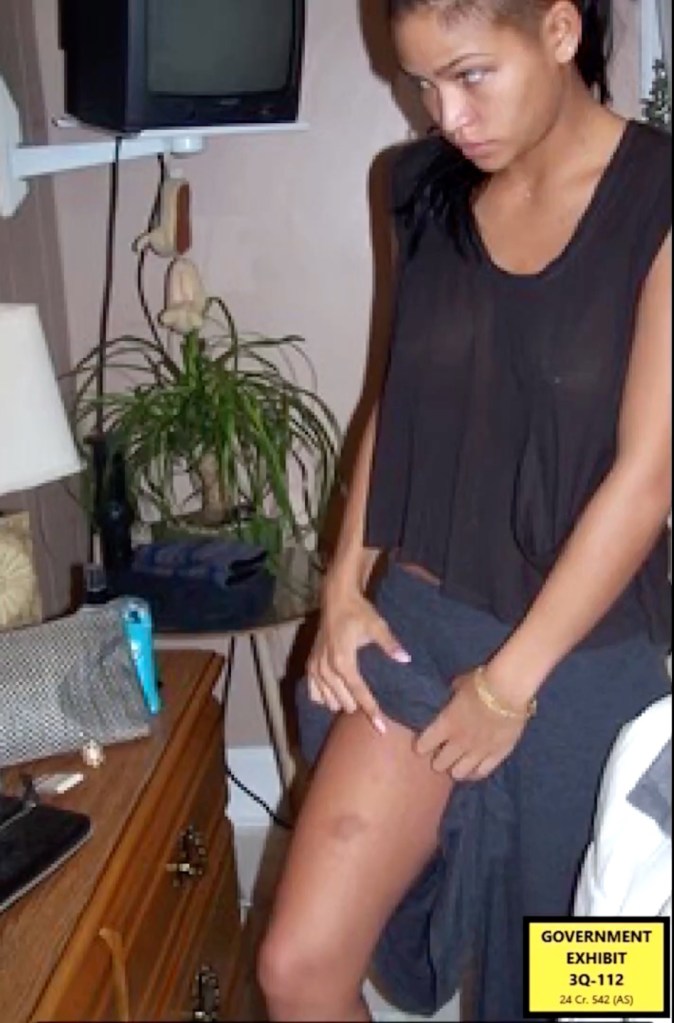 Cassie Ventura displaying a visible bruise, used as evidence in Sean 'Diddy' Combs' sex trafficking trial