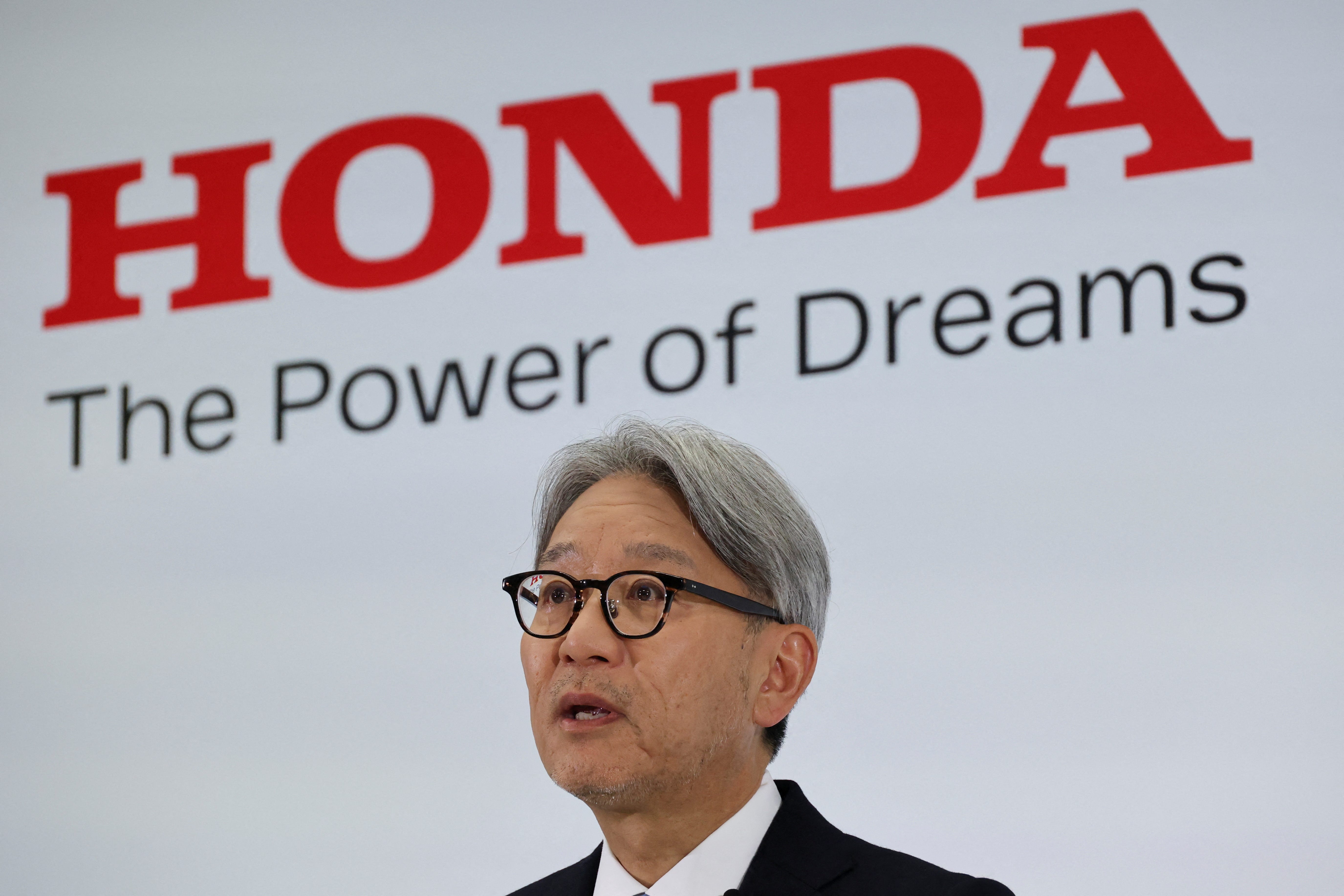 Honda CEO Toshihiro Mibe at a business briefing in Tokyo on Tuesday.