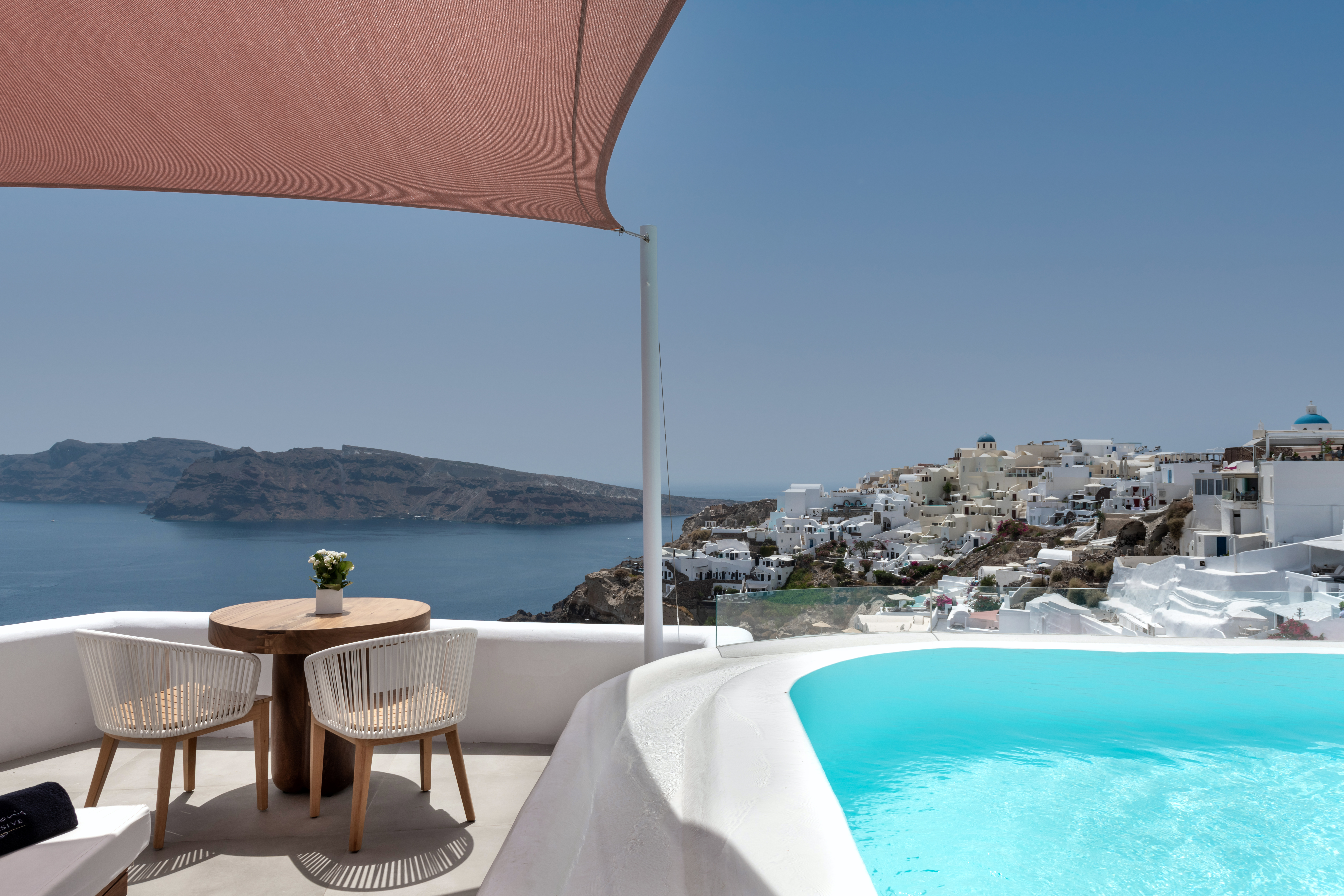 The view from Andronis Luxury Suites overlooking the Aegean Sea.