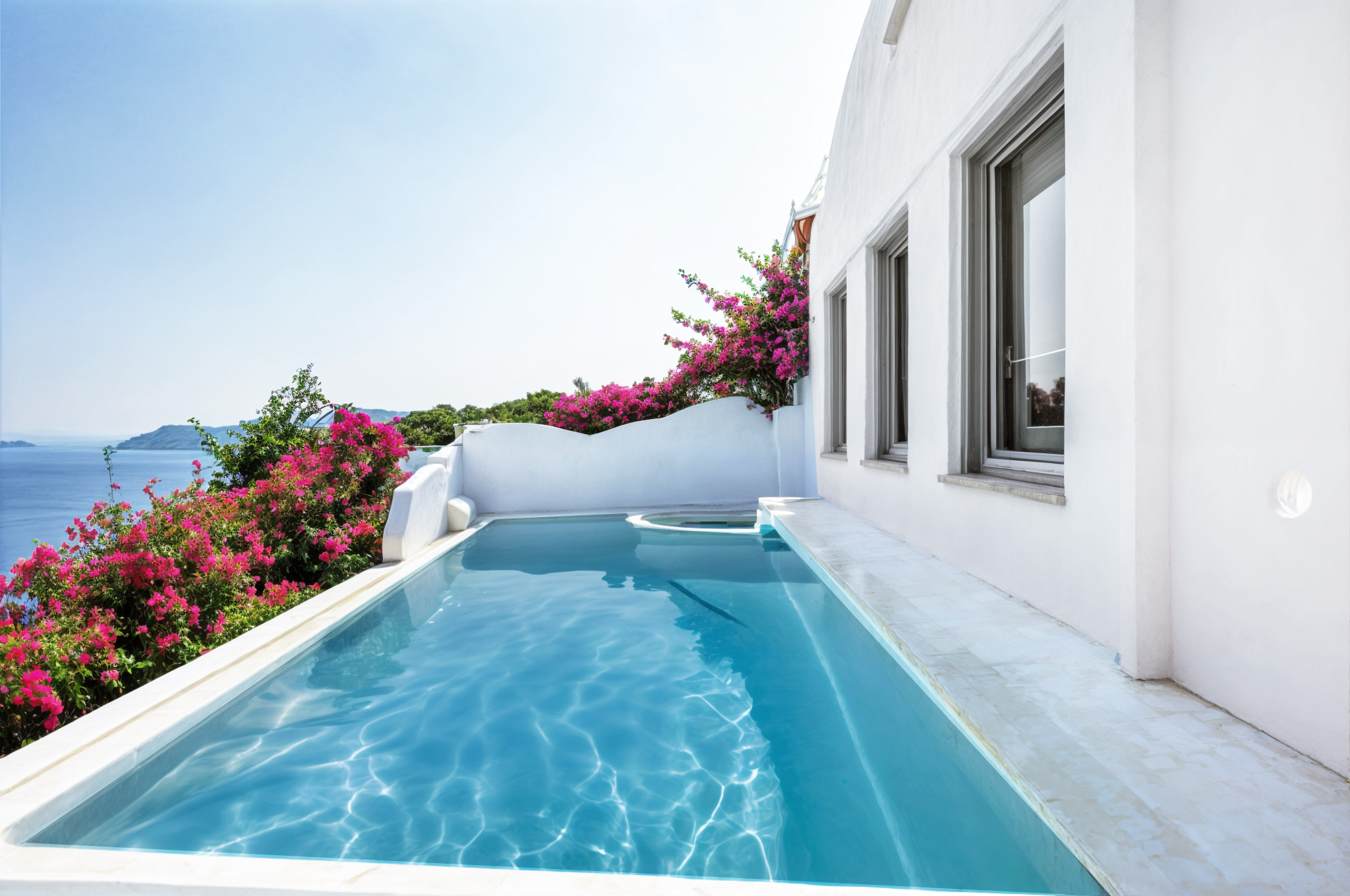 The view from Andronis Luxury Suites overlooking the Aegean Sea.