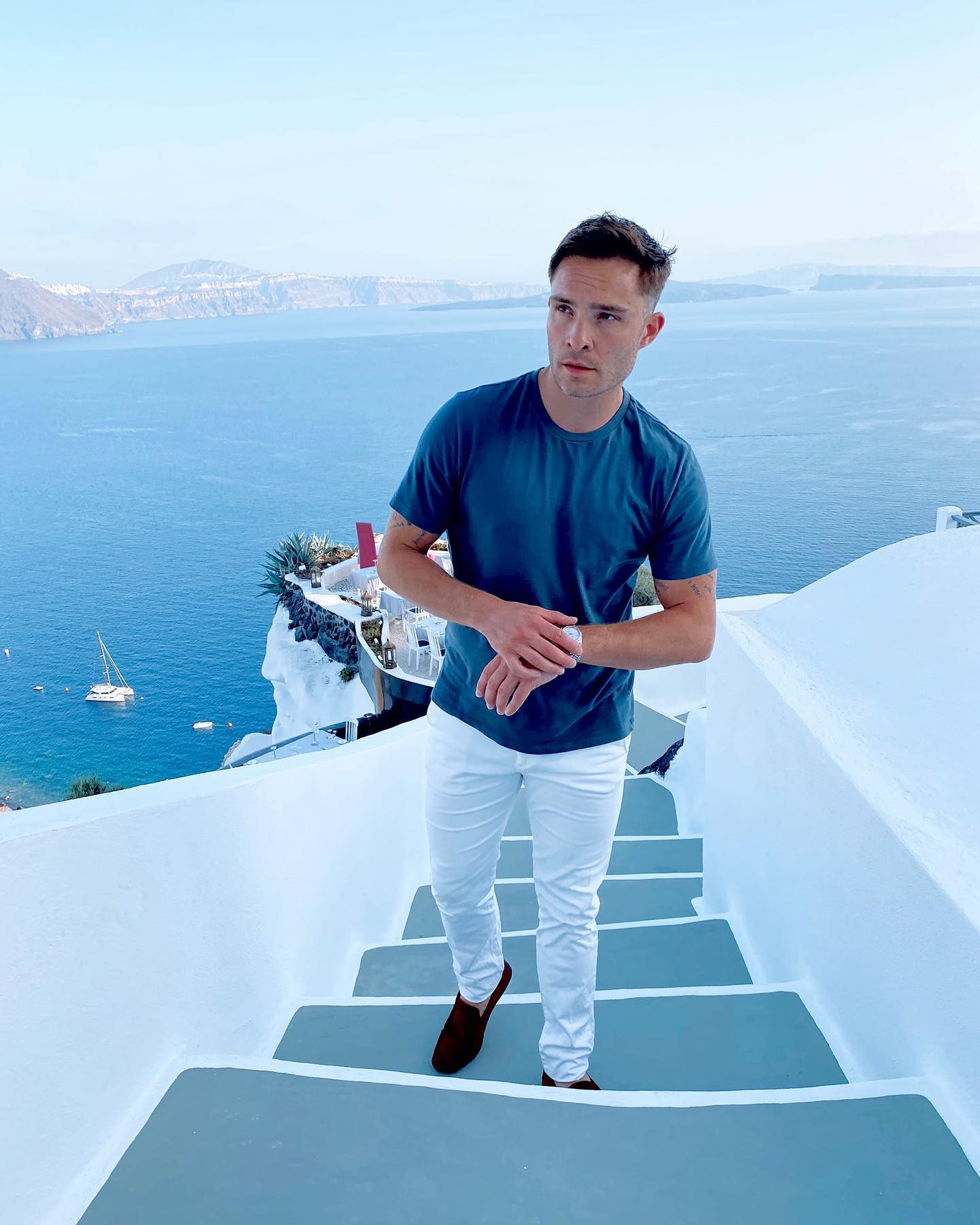 Ed Westwick at the Andronis Luxury Suites.