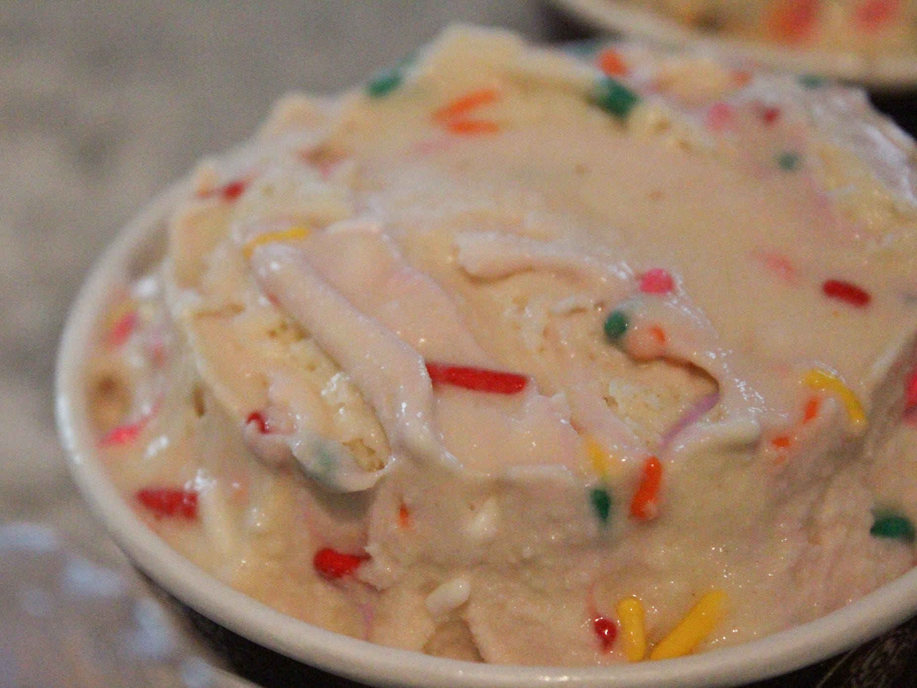 A close-up of the author's Somewhere Over the Rain-dough signature creation.