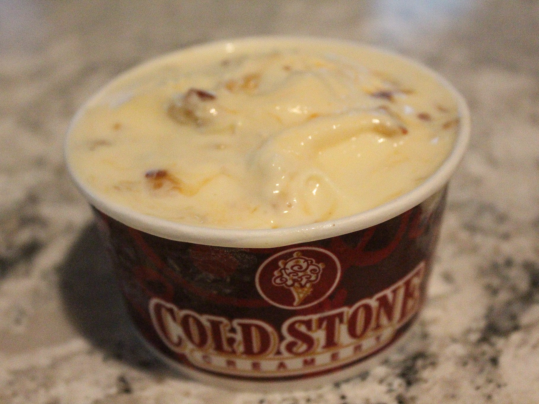 A close-up of the author's Banana Caramel Crunch signature creation.