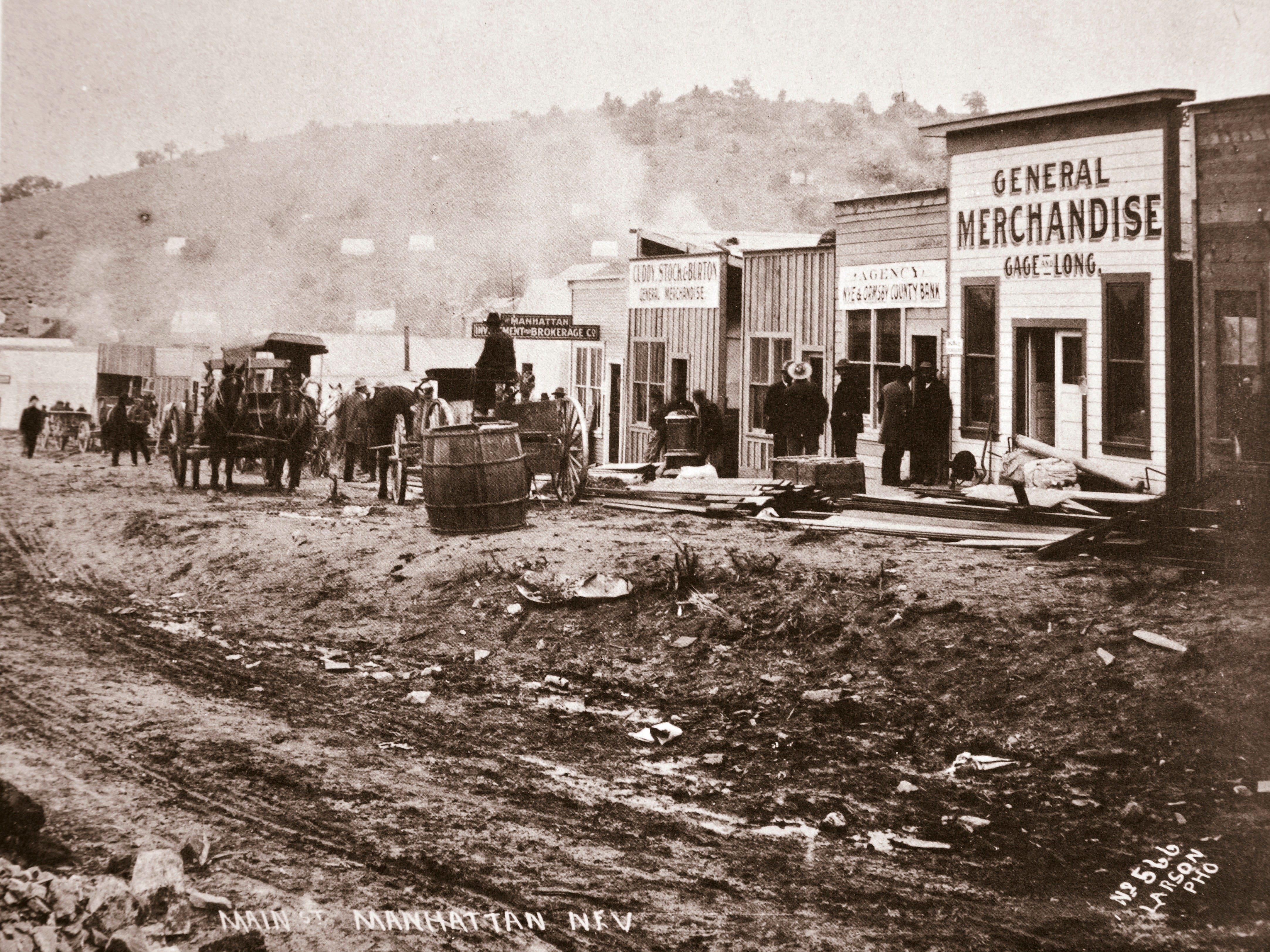 Main street in Manhattan, Nevada, in the early 1900s.