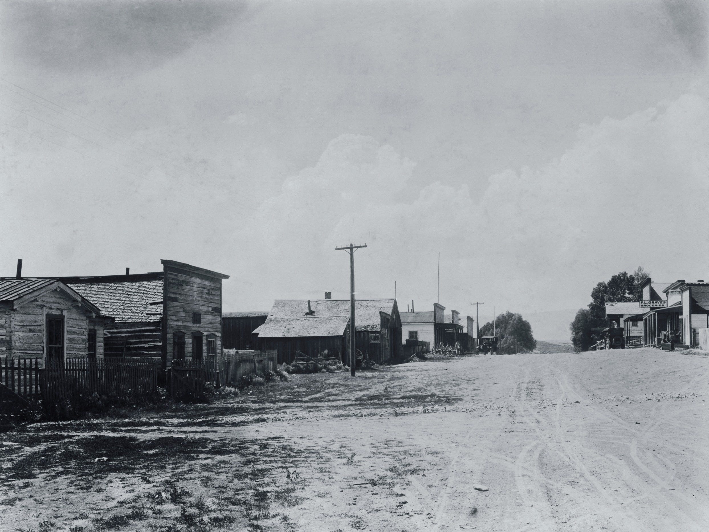 Main Street in Bannack, Montana, 1920.