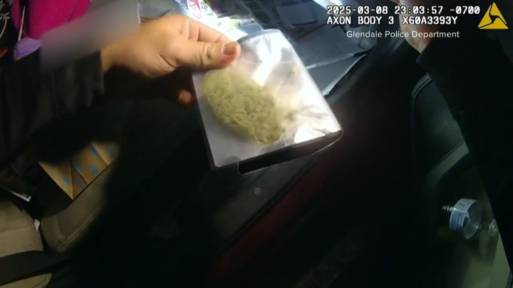 Police discovered a bag of marijuana in the glove box.