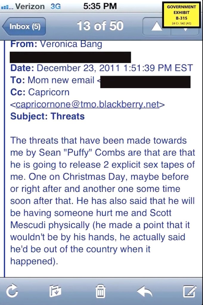 emails between cassie and diddy