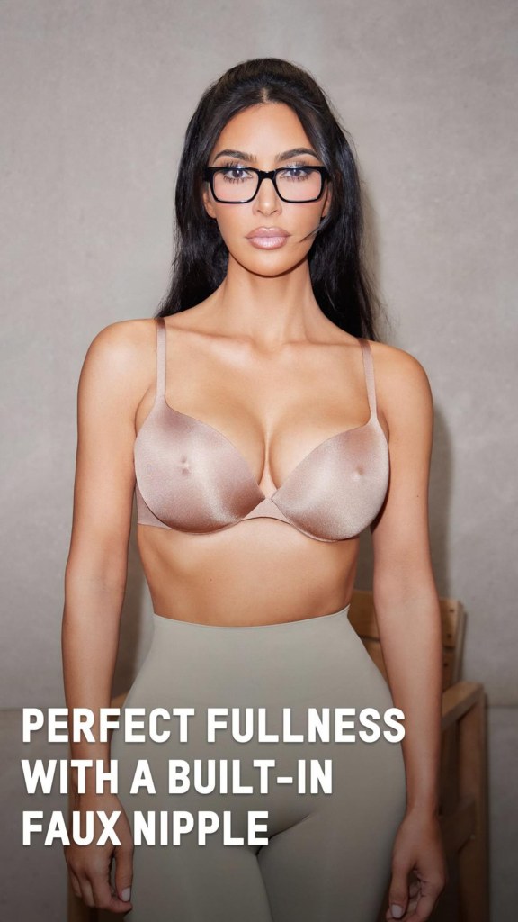 Kim Kardashian wearing Skims' nipple bra