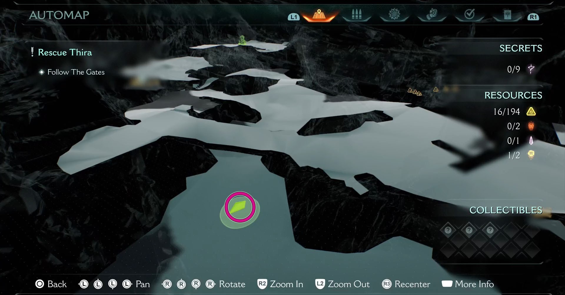 A Doom: The Dark Ages screenshot showing on the map the location of Chapter 17’s leader. 
