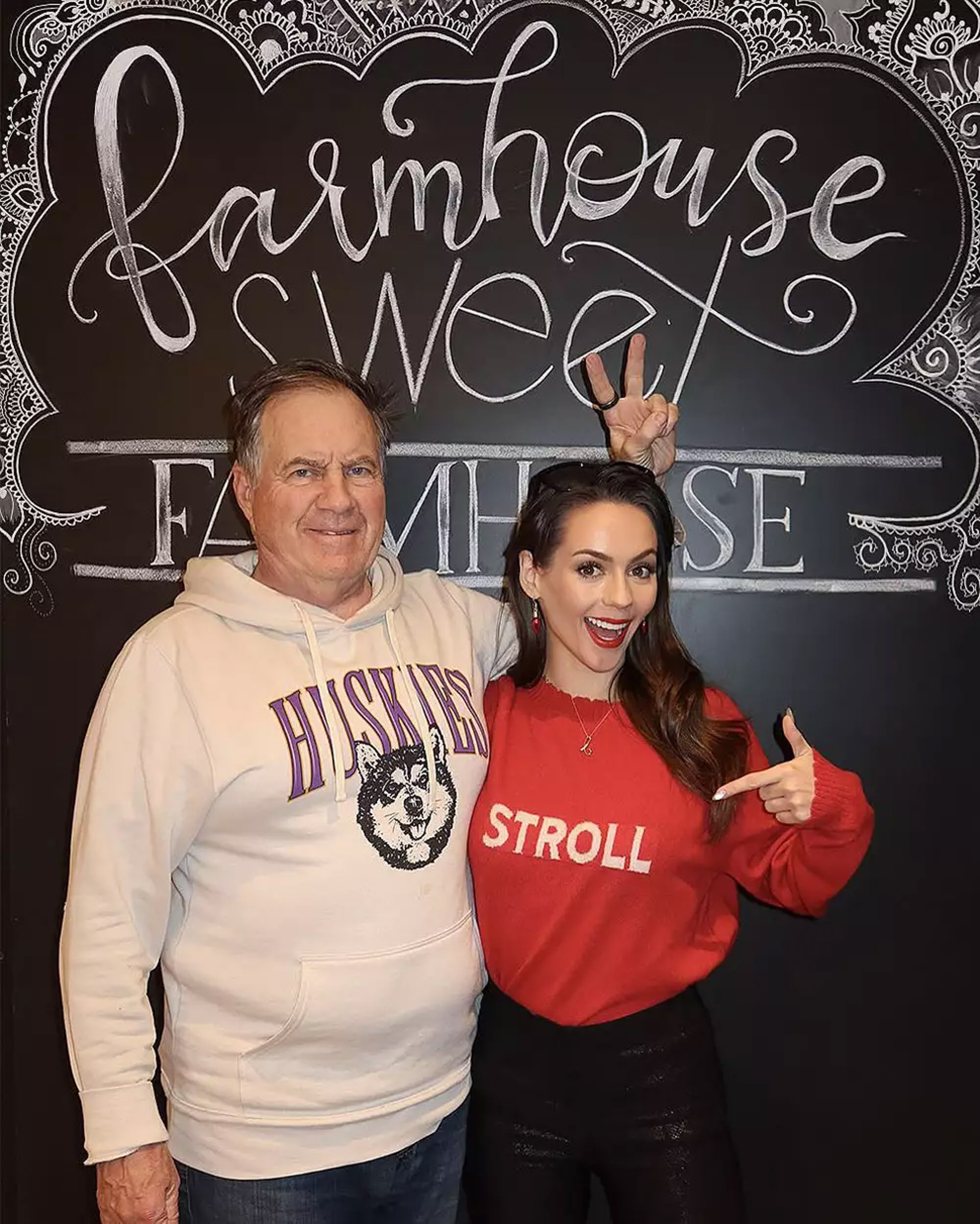 Bill Belichick and Jordon Hudson in an informal photo. 