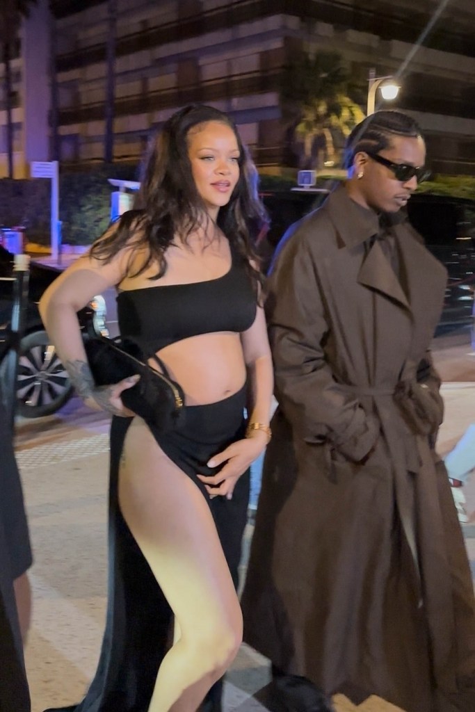 Rihanna put her bump on display while out with A$AP Rocky.