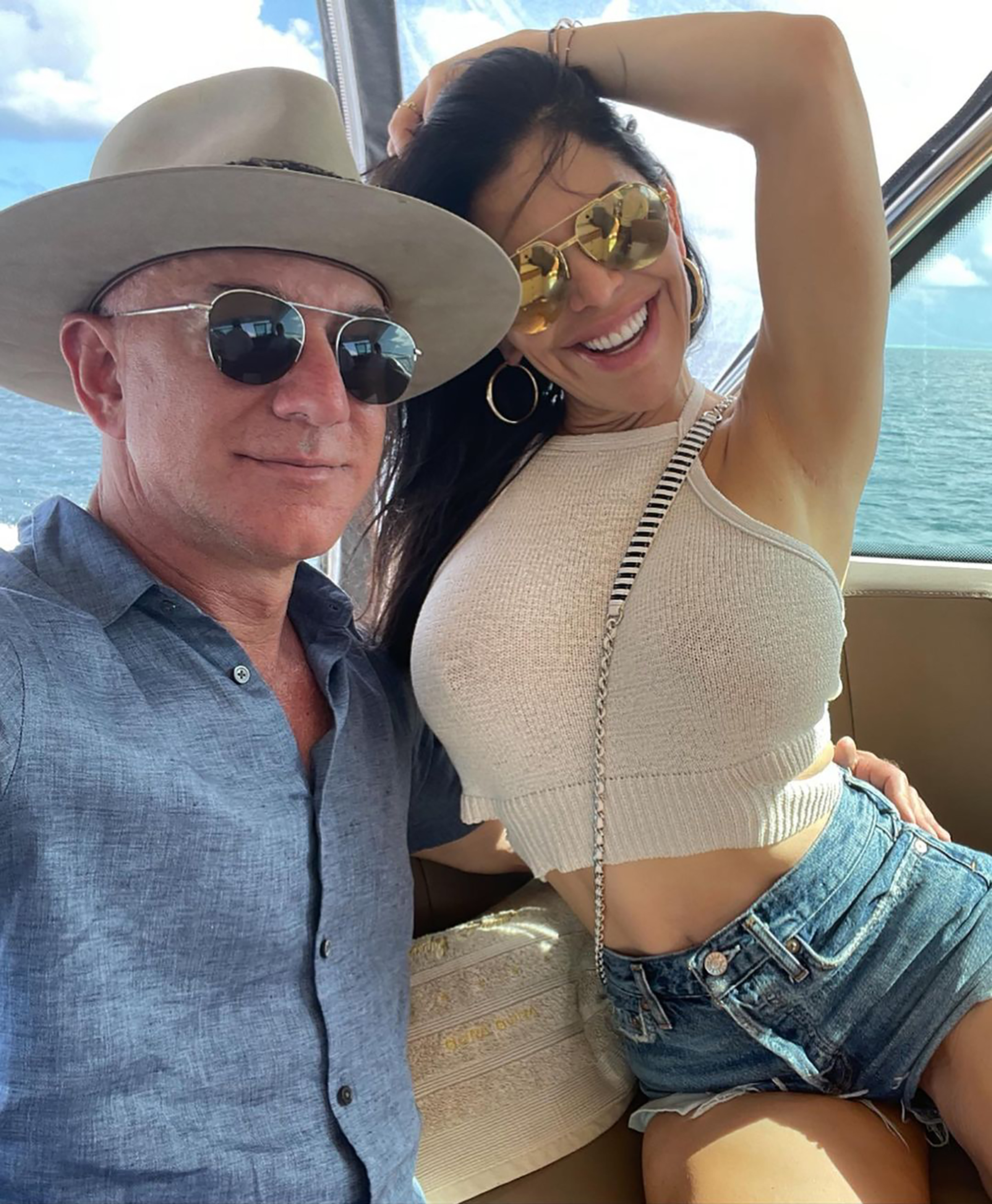 Jeff Bezos and Lauren Sanchez in a selfie. 