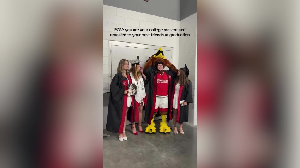 Aly Erario, 22, revealed her secret identity to her closest friends on their graduation day.