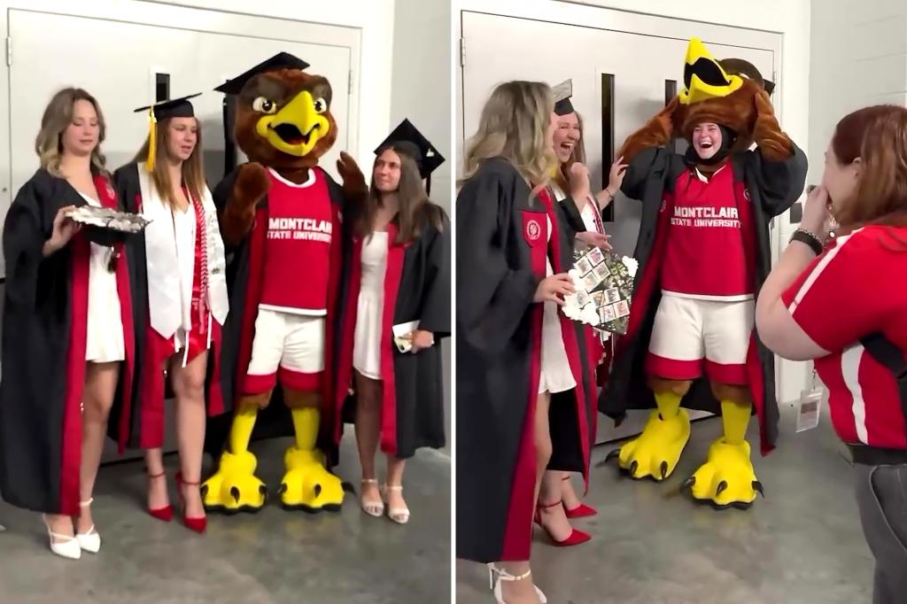 NJ mascot reveals secret identity at college graduation — after hiding it from closest pals for over a year