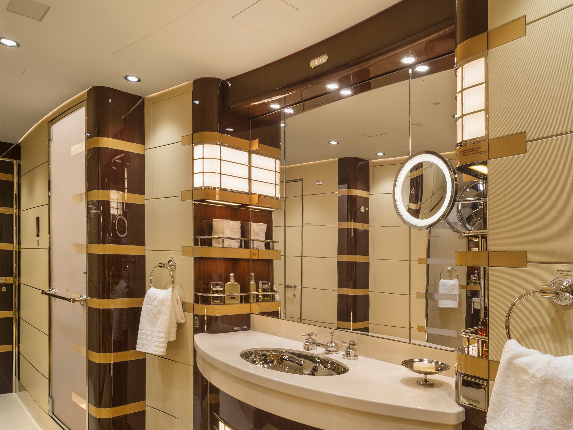 bathroom with a vanity in a BOEING 747-8i BBJ