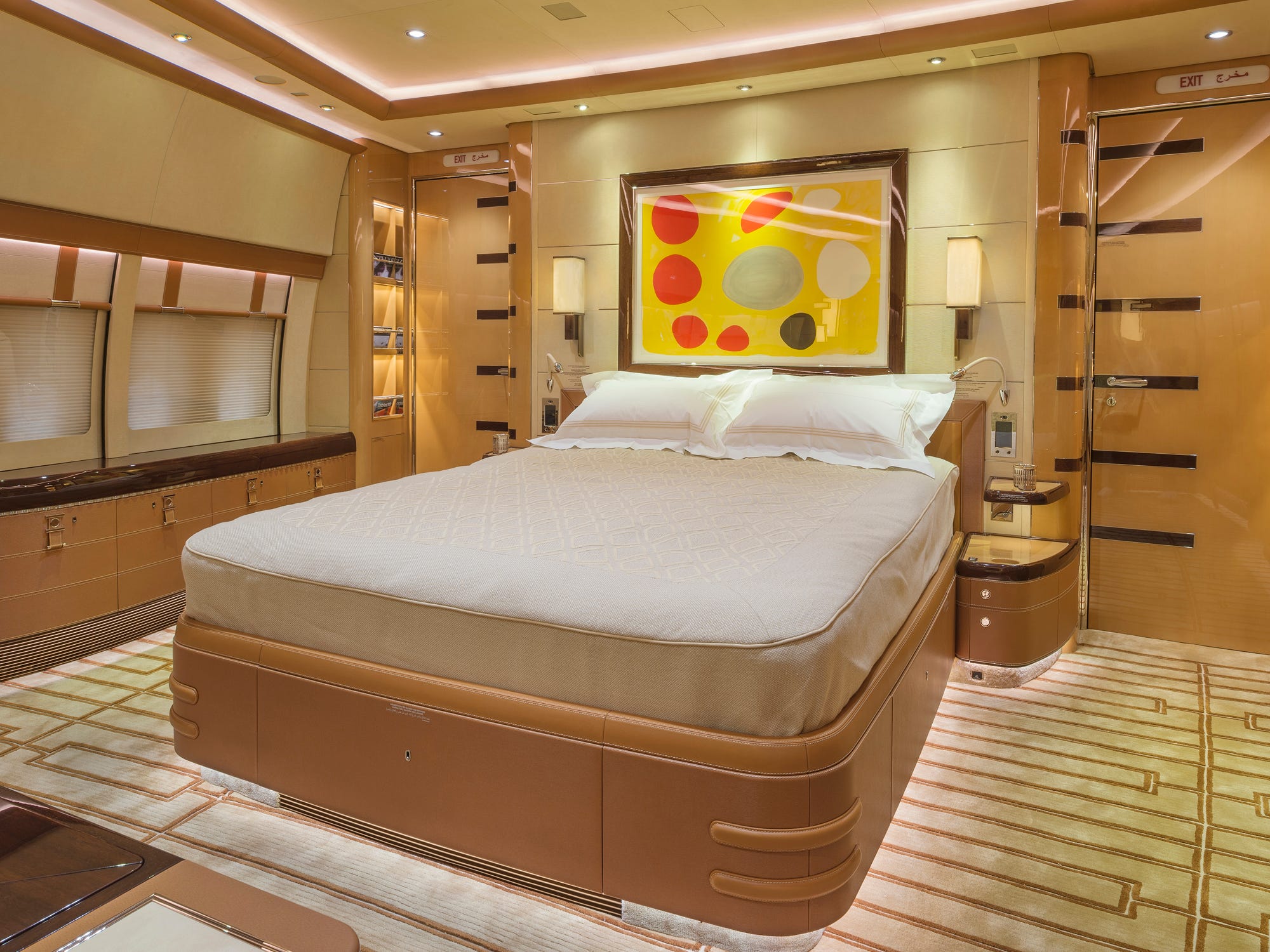 empty bedroom of a Boeing 747-8i BBJ