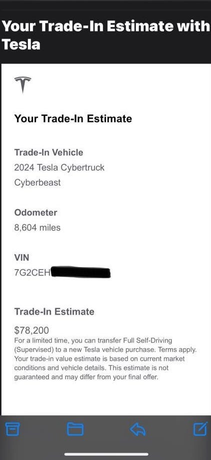 Tesla trade-in estimate Cybertruck