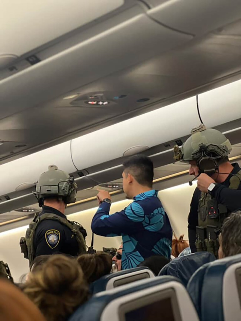 Authorities boarded the plane following the threat. 