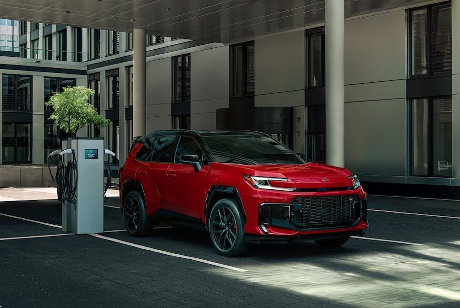 Toyota RAV4 at an electric vehicle charging station