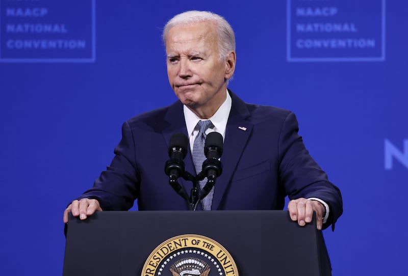 Joe Biden speaks at the 115th NAACP National Convention at the Mandalay Bay Convention Center on July 16, 2024 in Las Vegas, Nevada.