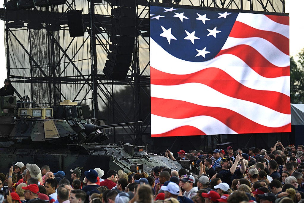 A Bradley fighting vehicle sits as a static display at the 2019 Salute to America event.