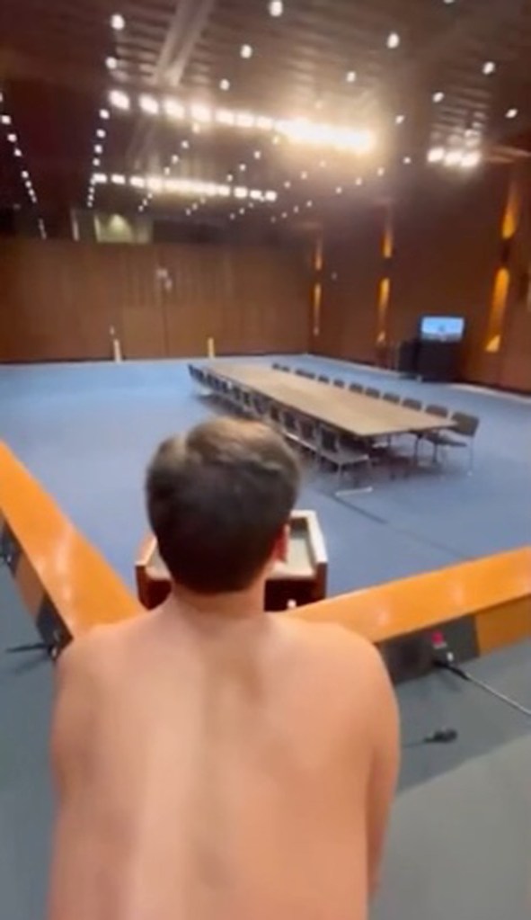 A screengrab from the leaked sex tape in the prestigious Senate office building.